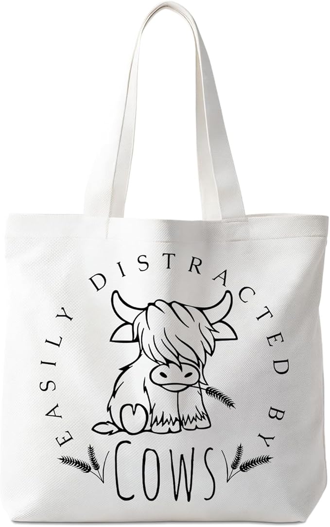 Animals-Flowers-Fruits-Bow Valentines Canvas Heart Tote Bag, Coquette Reusable Shopping Grocery Bags