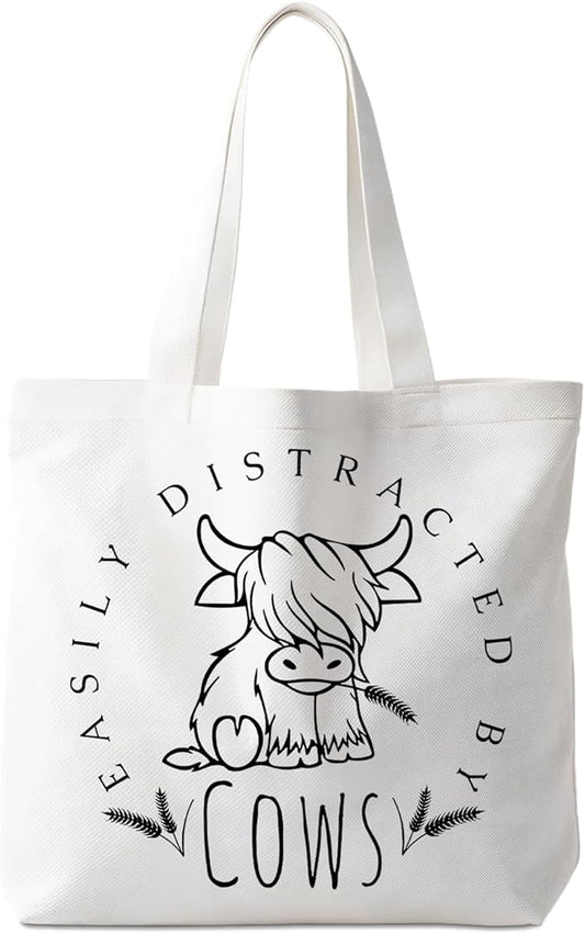 Animals-Flowers-Fruits-Bow Valentines Canvas Heart Tote Bag, Coquette Reusable Shopping Grocery Bags