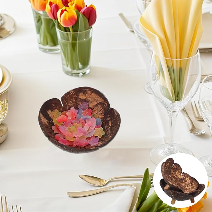 BESTYASH Natural Coconut Shell Bowl Set 2 Pieces Smooth Candy Snack Bowls for Serving Nuts Soap Key Storage Home Decor 5.12 Inch