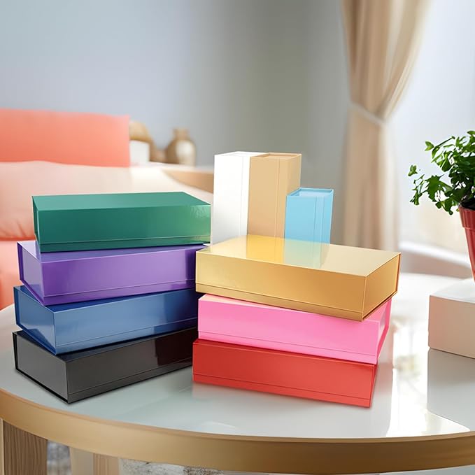 PACKHOME 6 Extra Large Gift Boxes 17.5x11.3x4.3 Inches, Sturdy Shirt Boxes with Magnetic Lids for Clothes and Large Gifts (Glossy Light Blue)