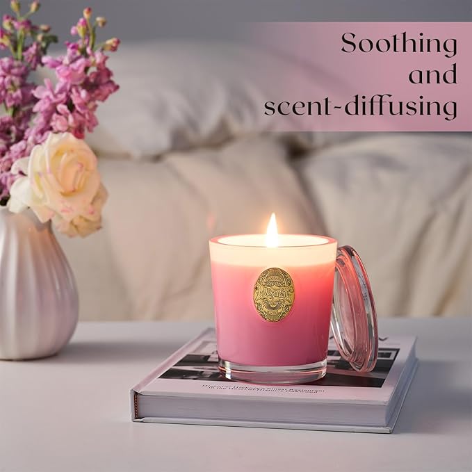 M&SENSE Natural Soy Candle| Peony Blush Pink | 10.2 oz, 55H Burn | Luxury Scented Candle for Relaxation, Gifting, Home Décor | for Bedroom, Office, Party