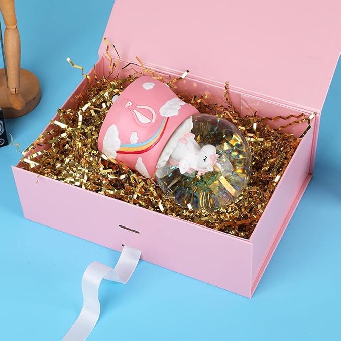 Pink Decorative Groomsman Box - Rectangle Collapsible Gift Box with Lid and Magnetic Closure, 10x7.3x3.5 Inches