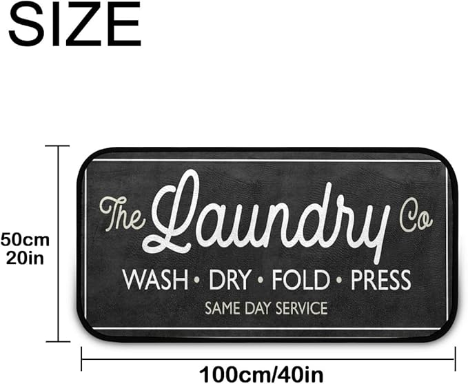 Laundry Room Long Mat Area Rug Non-Slip Floor Mat Waterproof Farmhouse Carpet for Kitchen 40" x 20"(Black-3)