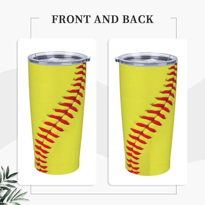 Softball Tumbler,Balls 20oz Stainless Steel Insulated Travel Tumblers,Travel Coffee Mug with Lid and Straw Water Bottle Drink Tumbler Cups Gifts for Women Men Lovers