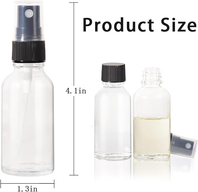 1oz Spray Bottles,Refillable Empty Glass Bottle with Small Fine Mist for Hair,Essential Oil,Plants, Cleaning Solutions(3 Pack)