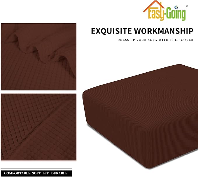 Easy-Going Stretch Square Ottoman Cover 40x40x15 inch Folding Storage Stool Furniture Protector Soft Rectangle slipcover with Elastic Bottom Coffee