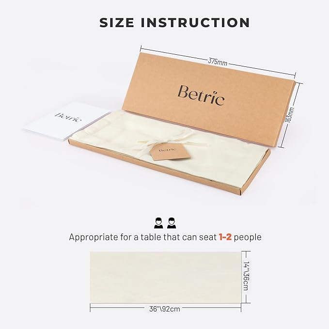 Small Coffee Farmhouse Table Runner for Fall, Thanksgiving, Christmas, and Winter - Athena - 100% Pure Linen - 14 x 36 Inches - Ivory