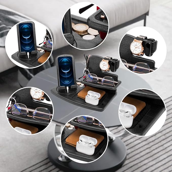 Gifts for Men, Fathers Day Wood Phone Docking Station for Dad, Desk or Nightstand Organizer, Mens Gifts for Husband, Birthday Gifts for Men,Gifts for Fathers Day, Key Holder Wallet, Watch & Essentials