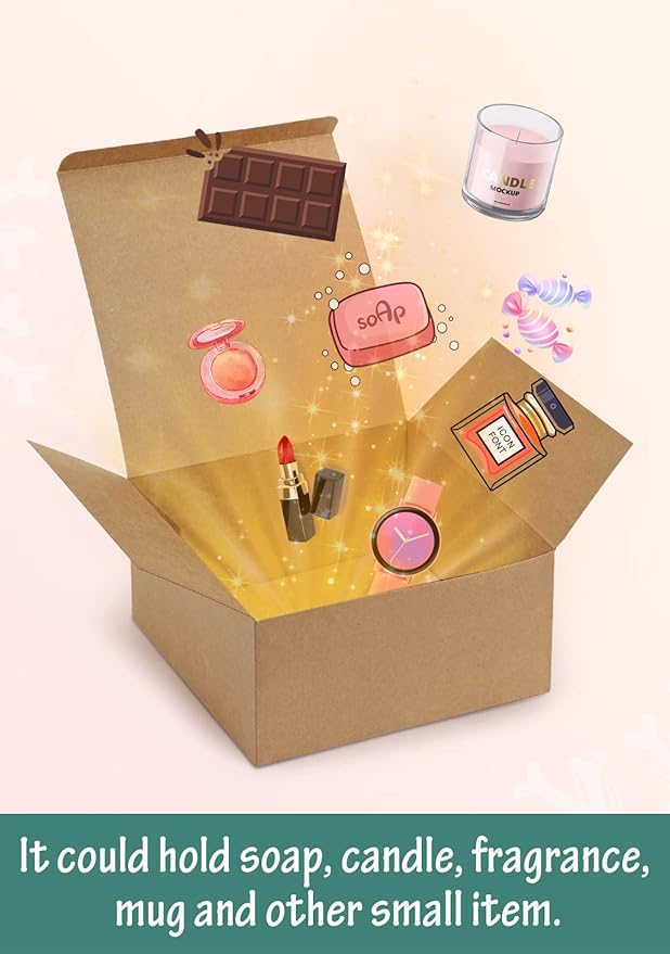 ValBox 8x8x4 Inches Gift Boxes 12 PCS Brown Paper Gift Boxes with Lids for Gifts, Wedding Present, Bridesmaid Proposal Box, Birthday Party Favor, Easy Assemble Box with 66ft Twine