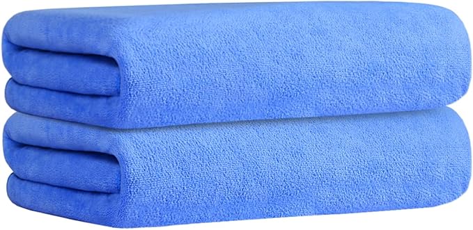 JML Bath Towel, Extra Large Microfiber Bathroom Towel Set 2 Pack 30" x 60" - Soft, Absorbent, Quick Dry, Lint Free, Fade Resistant, Odor Resistant, Use for Hair Wrap, Fitness, Sport, Yoga, Blue