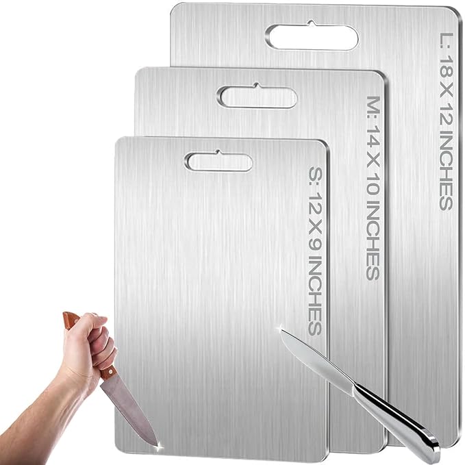 Titanium Cutting Board - 100% Pure Titanium Cutting Boards for Kitchen - Cutting Edge Hygiene & Durability, 1 Pack Double Sided Medical-grade Cutting Mat, Easy to Clean (12"L x 9"W)