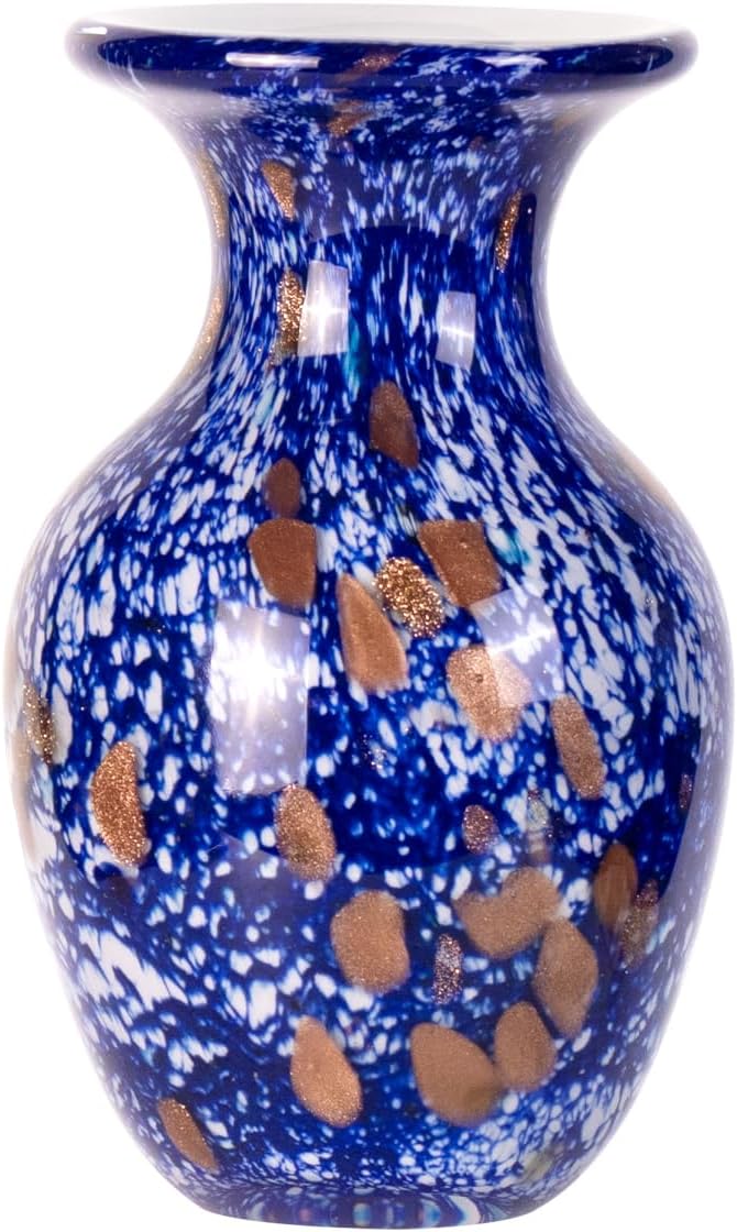 KAMMAK Colored Glass Vase, Beautiful Hand Blown Decorative Vase, Modern Art Vase for Flower Mantle Dining Table Centerpiece, Entryway Living Room Wedding Decoration, FH014