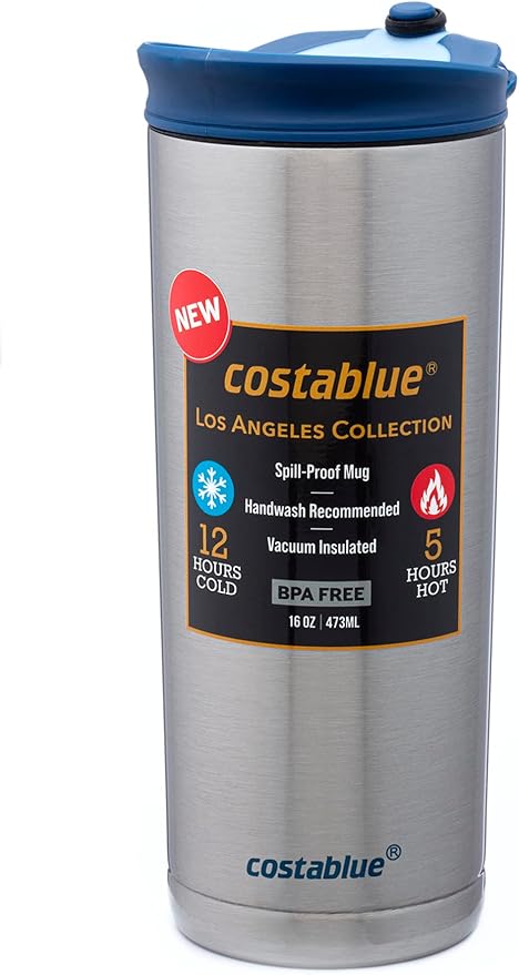 Travel Coffee Mug - 16 Oz. Stainless Steel Insulated Coffee Mug, Leak Proof Tumbler w/Dishwasher Safe Lid, Double Wall Travel Coffee Cup, Reusable Insulated Tumbler for Hot & Cold Beverages