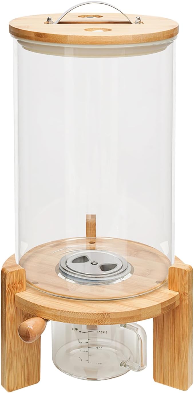 7.5L Glass Airtight Food Storage Container Kit, Rice Bean Cereal Dispenser w/Lid, Cereal Containers Storage Large Capacity for Kitchen Pantry, Dry Food Dispenser for Rice, Candy, Nut, Bean