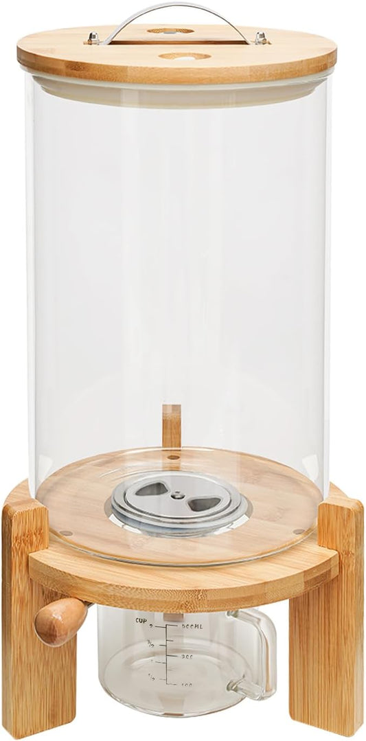 7.5L Glass Airtight Food Storage Container Kit, Rice Bean Cereal Dispenser w/Lid, Cereal Containers Storage Large Capacity for Kitchen Pantry, Dry Food Dispenser for Rice, Candy, Nut, Bean