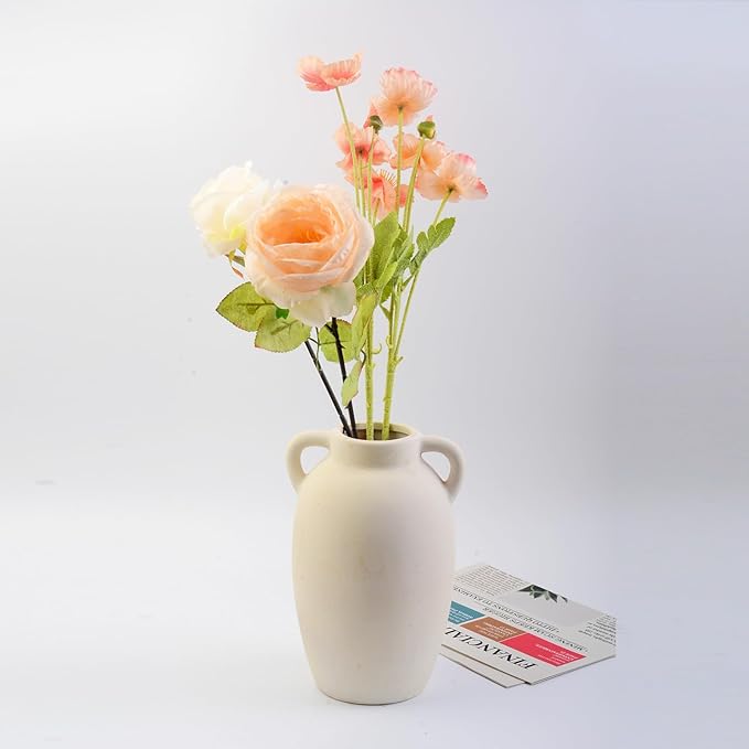 Plain Beige Ceramic Vase for DIY Painting - Customizable Handmade Pottery, Blank Canvas for Flower Arrangements, Home Decor, Wedding & Office Decoration (6.61L x 5.91W x 9.84H)