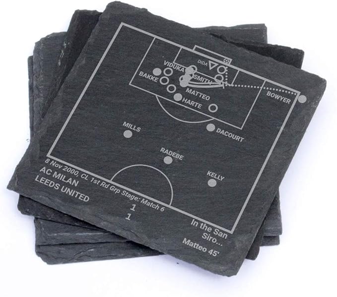 Greatest Leeds United Plays: Slate Coasters (Set of 4) | Best Gift Idea for Sports Lovers | Leeds United Historic Moments Gifts