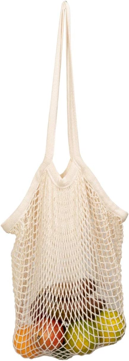 Best Farmers Market Bags - Sturdy Organic Cotton Mesh Tote for Grocery, Beach, Produce, Fruit & Vegetable Storage - Lightweight Fish Net Bag (1 Bag)