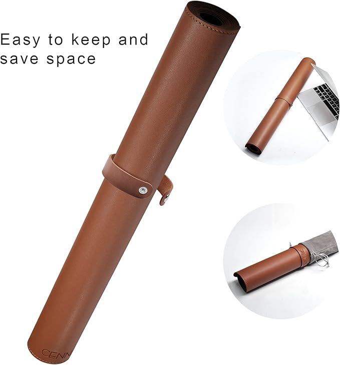 CENNBIE Leather Desk Mat,55" x 19.6" Extra Large Desk Pad Blotter Protector, Extended Non-Slip Mouse Pad, Waterproof PU Leather Desk Mat on top of desks Large for Office and Home (Brown)