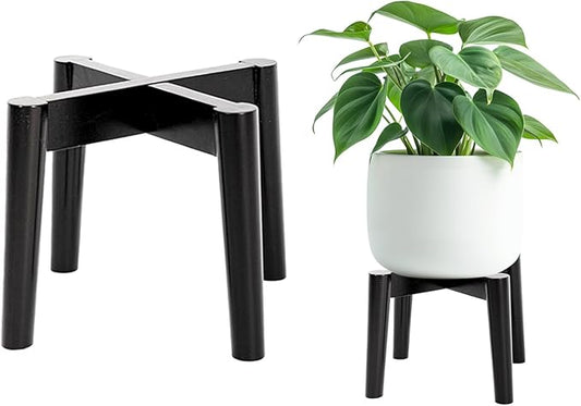 Wood 7.5" x 9.8" Plant Stand Indoor Outdoor, Wooden Single Floor Plant Pot Holder, Natural Plant Stand, Assembly Required (Excluding Potted Plants)