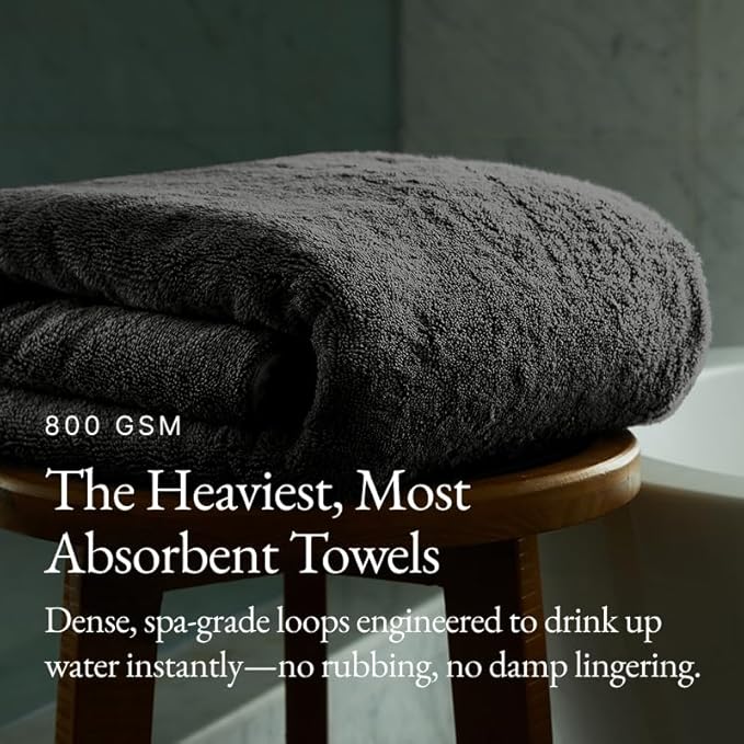 Italic Ultraplush 12-Piece Family Towel Set – Luxury Bath Towels, Hand Towels & Washcloths – Heavy Duty 800GSM Quick Dry, Plush & Absorbent 100% Australian Cotton (Charcoal)