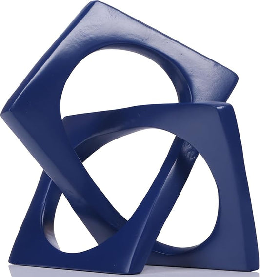 XMGZQ Navy Blue Knot Statue for Coffee Table Centerpiece Decor,Modern Abstract Art Geometric Sculpture and Figurines, Home Decor Accent,Cube Knick Knacks for Shelves,Bookshelf,Entryway,Floating