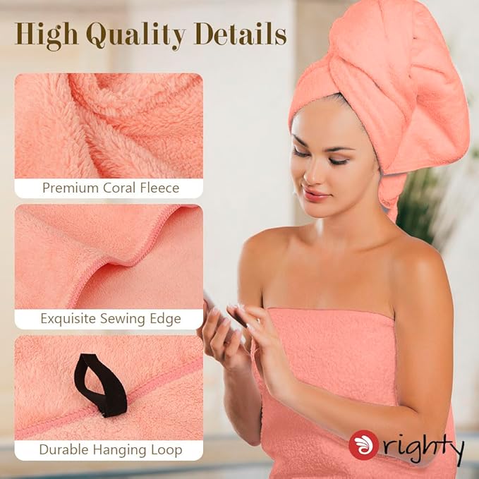 Orighty Microfiber Bath Towels Pack of 2(27'' x 54'') - Soft Feel, Highly Absorbent, Quick Drying for Body, Sport, Yoga, SPA, Fitness - Pink