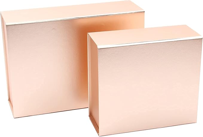 Rsgift Rose Gold Magnetic Empty Gift Box,7.8x7x3.1 Inches Gift Boxes with Lids,Groomsmen Bridesmaids Gifts,Engagements,Bridal Showers,Valentine's Day,Thanksgiving Day,Christmas Gift Boxes