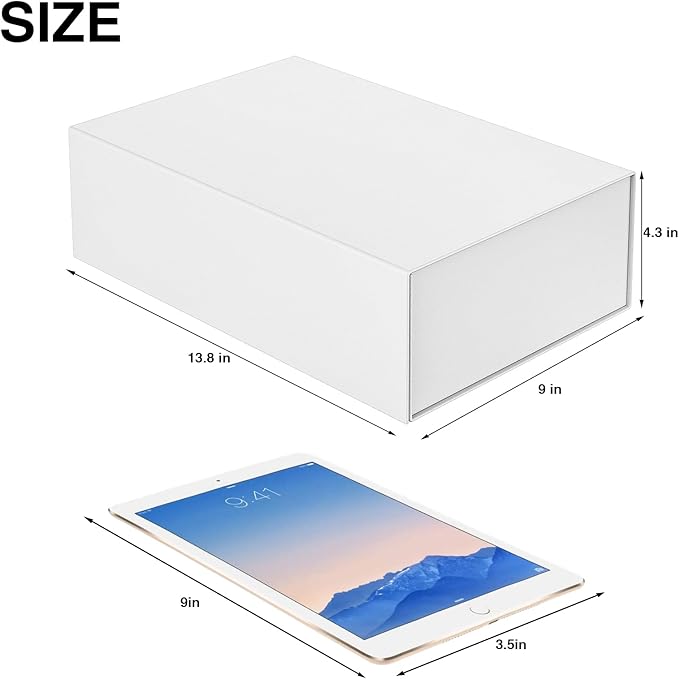 Luxury Large Gift Box 13.8"x9"x4.3" Storage Box Ribbon Magnetic Closure for Luxury Packaging Box for Mother's Day, Birthdays, Bridal Gifts,Weddings