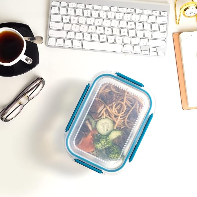 GENICOOK 9-Pack Glass Food Storage Containers with Airtight Lids-Glass Meal Prep Containers/Bento Box/Microwave Freezer Dishwasher Safe-Glass Lunch Box for Kitchen,Stackable,Large Capacity, BPA Free