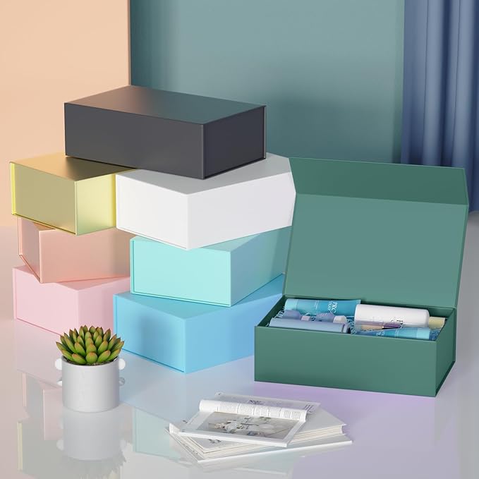 Green Gift Box, 12x6x4'' Gift box for Presents with Lids Magnetic Closure Rectangle Collapsible for Bridesmaid Proposal Box, Wedding, Christmas, Halloween, Birthday Gift Packging