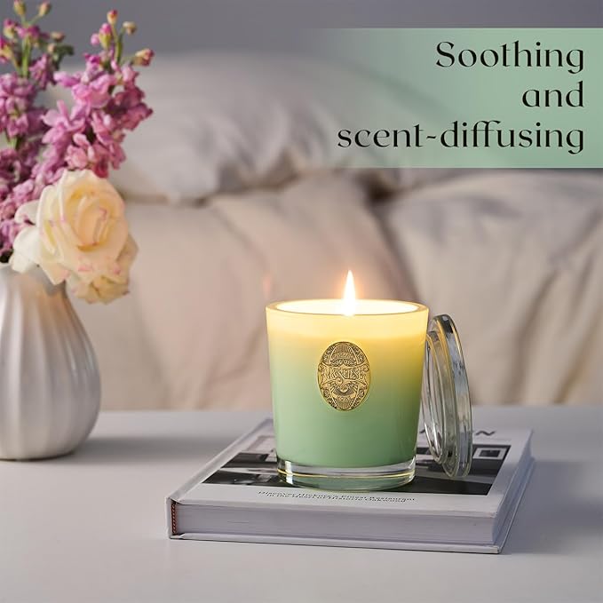 M&SENSE Natural Soy Candle| Verbena Basil Green | 10.2 oz, 55H Burn | Luxury Scented Candle for Relaxation, Gifting, Home Décor | for Bedroom, Office, Party