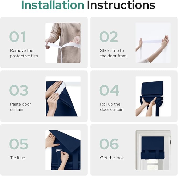 HOMEIDEAS 100% Linen Blackout Sidelight Curtains for Front Door, Side Door Window Curtains, Small Window,Thermal Insulated Covering, 1 Panel, W12 X L68 Inch, Navy