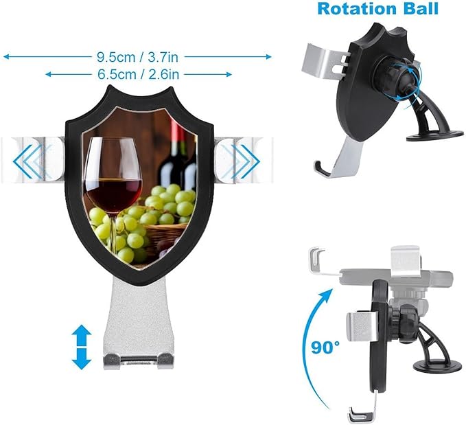 Hands Free Automobile Holder White Red Wine Glasses Grapes Wooden Phone Holders Phone Stand Cell Phone Car Mount