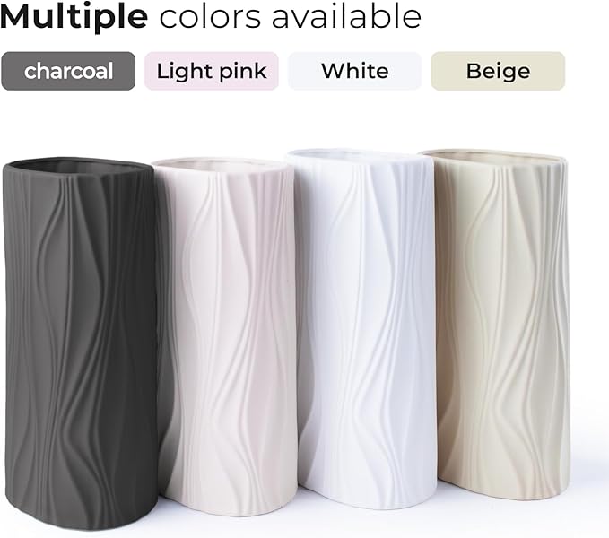 Black Flower Vase - Modern Ceramic Vase for Home Décor - Black Matte Vase for Living Room - Boho Vase for Pampas Grass