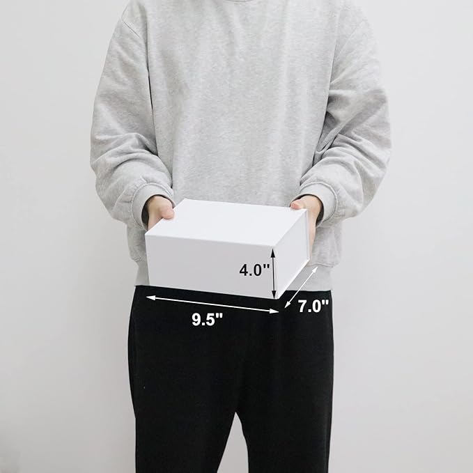 4 Pack 9.5x7x4 Inches Gift Boxes with Magnetic Closure Lids, White Magnetic Box for Wedding, Groomsmen Bridesmaid Proposal, Birthdays, Mother's Day