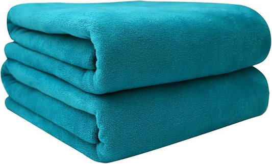 JML Bath Towels, Large Microfiber Towel Set 2 Pack (30" x 60") - Soft, Absorbent, Quick Drying, Use for Hair Wrap, Fitness, Sport, Yoga, Teal