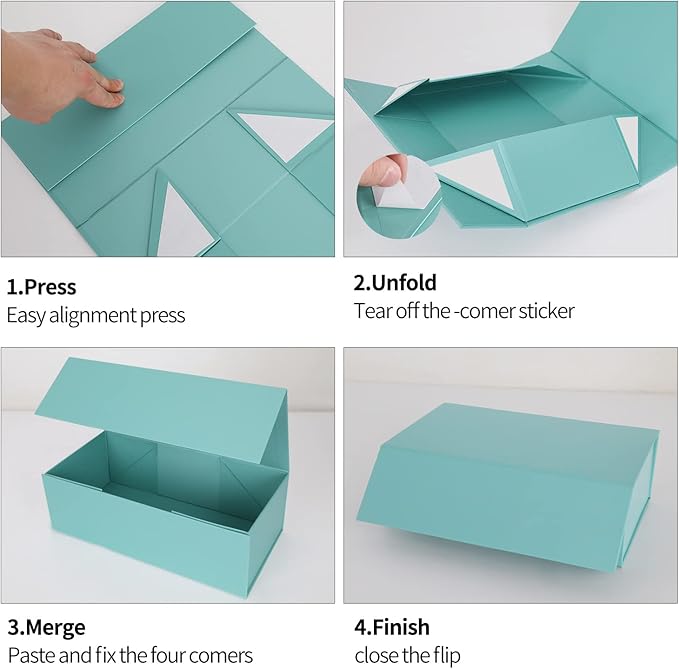 Gift Box 12" x 6" x 4" with Magnetic Closure Lid Gifts Boxe for Presents,Bridesmaid Gifts Boxes,Cute Box,Birthday Gift Boxe,Luxury for Gifts Packaging, Magnetic Gift Boxes for Wrapping Gifts (Light Blue)