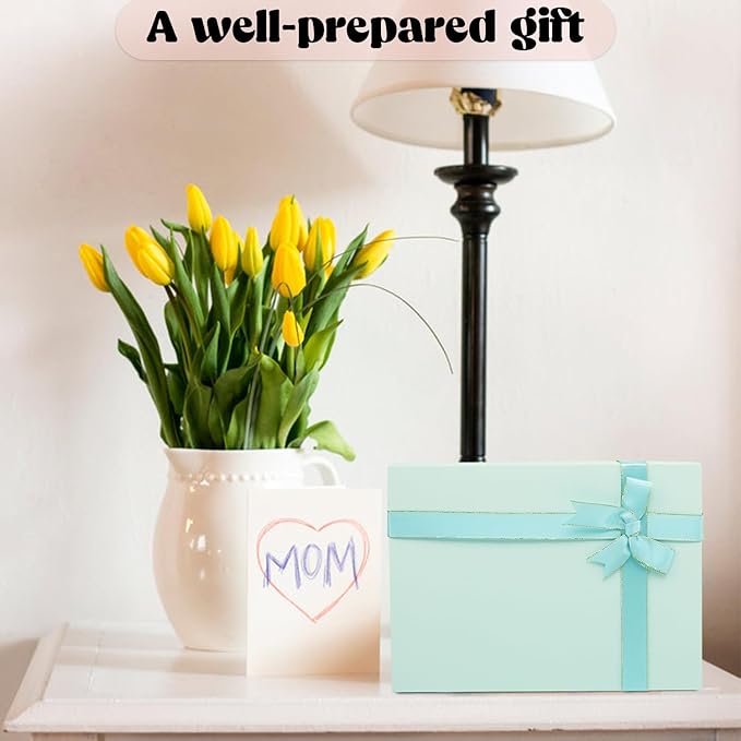 Nsmykhg Luxury Gift Box With Lid & Ribbon, 5 Pack 11.4x8.7x4.1 - Elegant Wedding & Birthday Packaging, Perfect For Shoes, Clothing & Bridal Gifts (Blue)