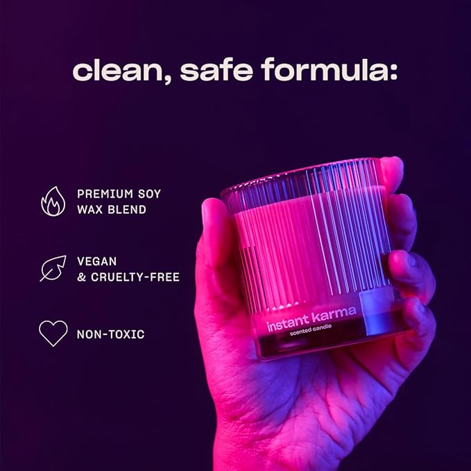 Instant Karma Luxury Scented Candle by Snif, Dark and Dreamy Scent, 50+ Hours, 100% Cotton Fiber Wicks, Soy Wax Blend, Non-Toxic, Vegan, 8.5 oz