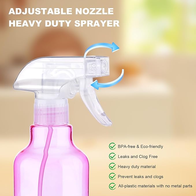 Spray Bottles Plastic Spray Bottle for Hair Mist/Stream Heavy Duty Empty Spray Bottles for Cleaning Solutions, Plants, Cooking (16.9oz-Gradient)