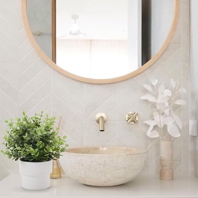 Small Fake Plants 7.45” Eucalyptus Potted Artificial Eucalyptus Plant for Home Bathroom Office Farmhouse Restroom Shelf Desk Mantel Coffee Table Decor (Green)