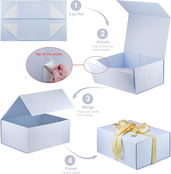 MOYEUPAC Purple Gift Box,9" X 7" X 4" with Lids for Presents Magnetic Closure Gift Packaging for Christmas, Halloween, Birthday and Various Holidays