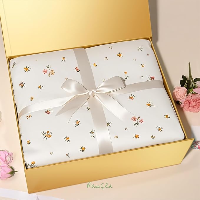 ROSEGLD Extra Large Gift Box 20x16x7.2 Inches, Giant Gold Magnetic Gift Box with lids for Presents, Bridesmaid Proposal Box (Glossy Gold)