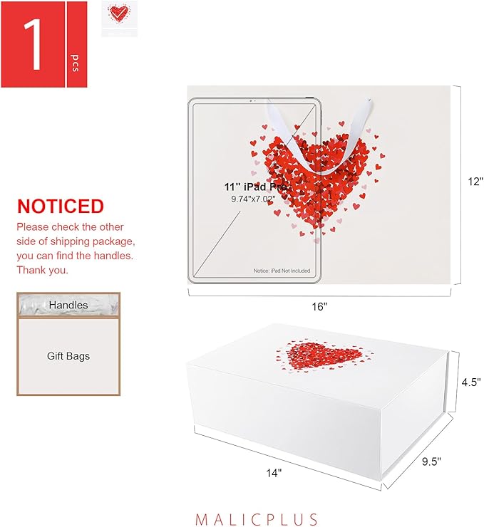 Large Gift Box with Lids 13.5x9x4.1 Inches, White Gift Box with Bag, Bridesmaid Proposal Box with Magnetic Closure for Mother's Day (Matte White)