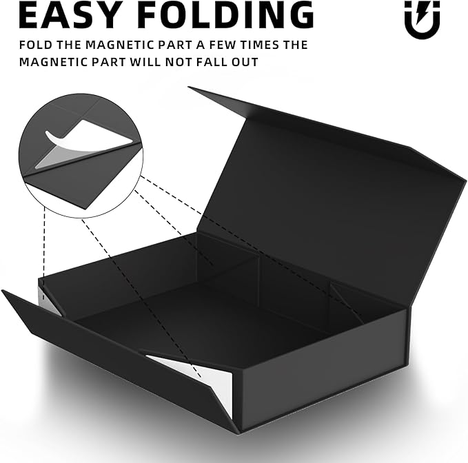 MOZRRO Gift Box 11.5 x 8.2 x 2.3 In Gift Boxes for Presents Magnetic Closure, Gift Boxes with Lids for Presents Birthday Luxury Jewelry T-shirts Gloves Scarves Books Clothes Candy, Gift Wrap - Black