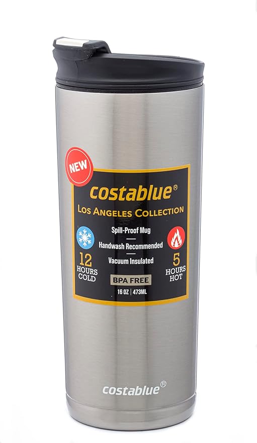 Travel Coffee Mug 16 Oz. Stainless Steel, Leak Proof Dishwasher Safe Lid, Double Wall Coffee Cup, Reusable Insulated Tumbler for Hot & Cold Beverages Eco friendly