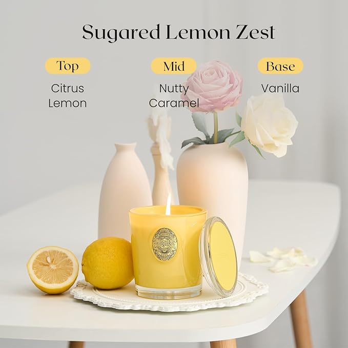 M&SENSE Natural Soy Candle| Lemon Zest Yellow | 10.2 oz, 55H Burn | Luxury Scented Candle for Relaxation, Gifting, Home Décor | for Bedroom, Office, Party