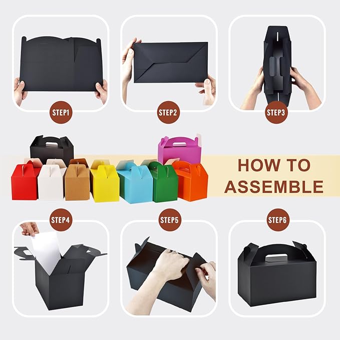 xiepipipaper 12Pack Large Party Favor Boxes,Blue Treat Boxes, (9.45 * 5 * 5"),Large Goodie Boxes, Gable Gift Boxes with Handles,Candy Boxes for Kids Birthday Baby Shower Wedding Halloween Christmas.