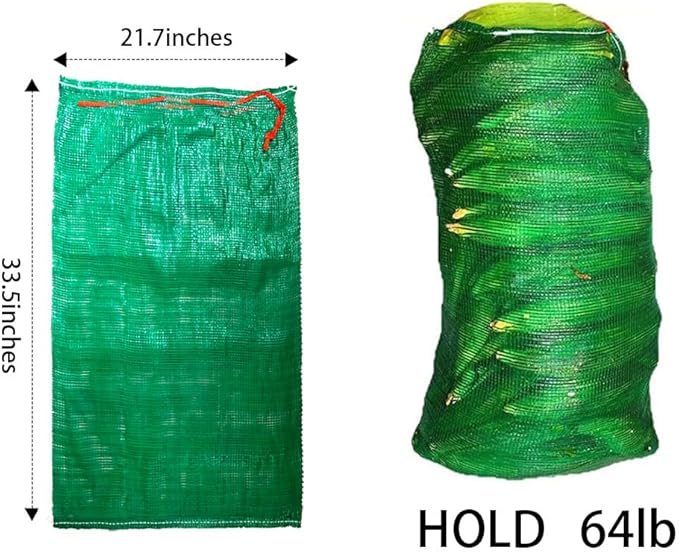 50pcs Extra Large Mesh Storage Produce Bags Reusable Vegetable Storage Bags Sacks 21'' x 32'' Holds up to 50 Lbs Vegetable Storage Bags (Green 50)